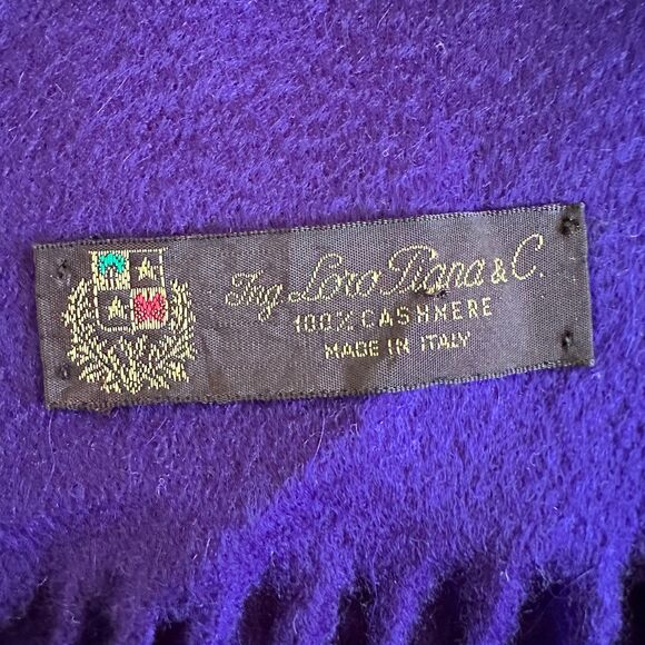 Loro Piana 100% Cashmere Oversized Finge Scarf Deep Intense Purple - Picture 3 of 4